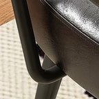 Contemporary Nordic Square Rectangular Carbon Steel Oil Wax Leather Jacquard Fabric Sunflower Pattern 360°Swivel Desk Chair Backrest Armrest For Home Office DFM-F