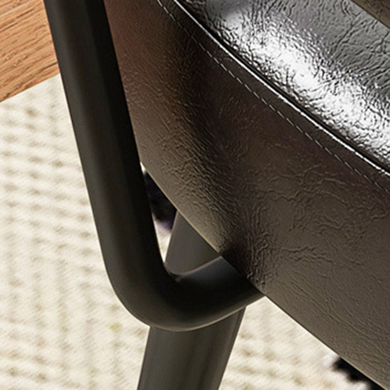 Contemporary Nordic Square Rectangular Carbon Steel Oil Wax Leather Jacquard Fabric Sunflower Pattern 360°Swivel Desk Chair Backrest Armrest For Home Office DFM-F