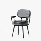 Contemporary Nordic Square Rectangular Carbon Steel Oil Wax Leather Jacquard Fabric Sunflower Pattern 360°Swivel Desk Chair Backrest Armrest For Home Office DFM-F