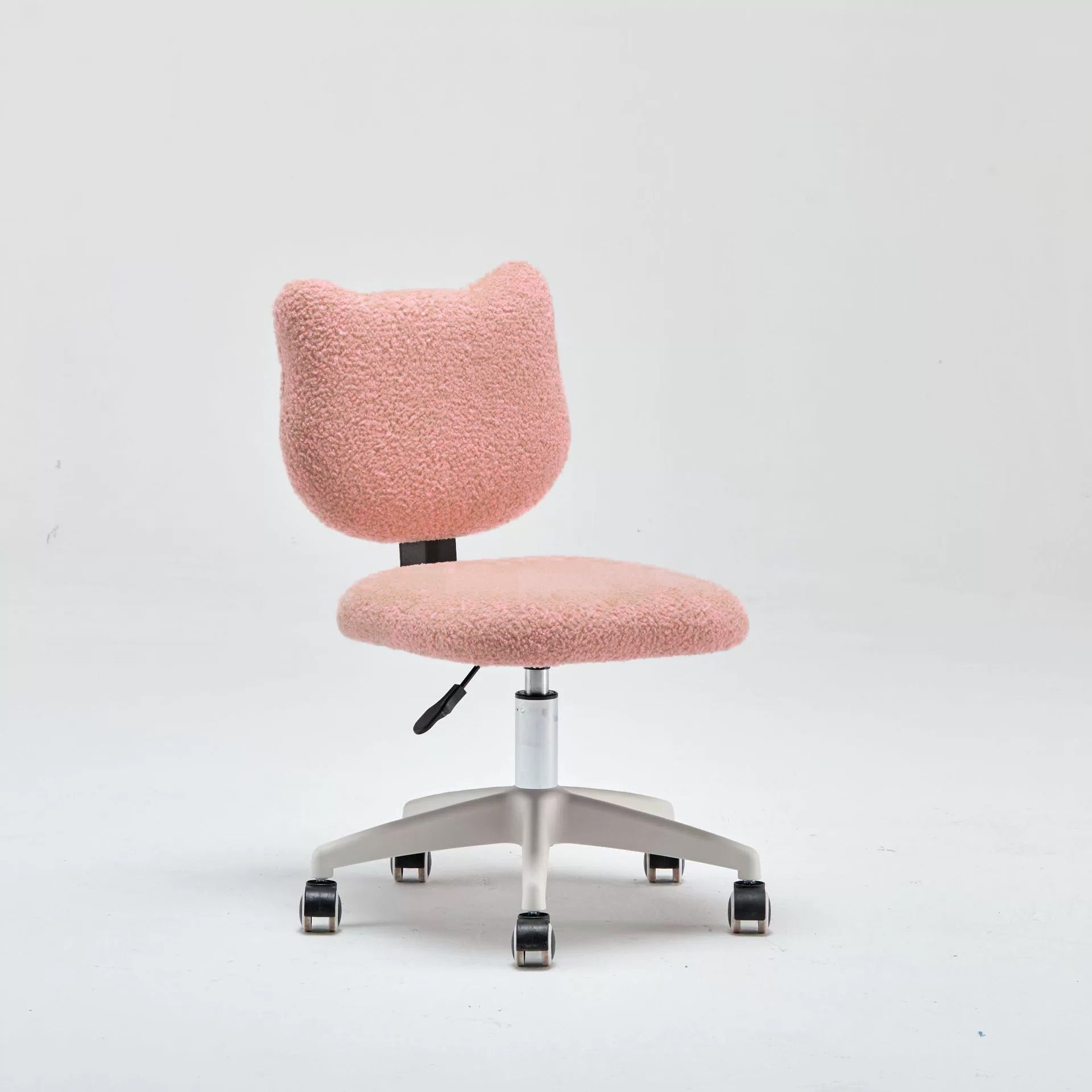 Modern Minimalist Square Lamb Fleece Solid Wood Plywood Iron Steel 360°Swivel Movable Height Adjustable Desk Chair Backrest Armless For Home Office DFM-F