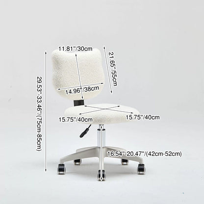 Modern Minimalist Square Lamb Fleece Solid Wood Plywood Iron Steel 360°Swivel Movable Height Adjustable Desk Chair Backrest Armless For Home Office