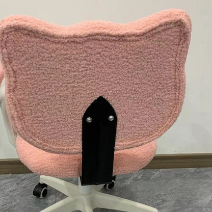 Modern Minimalist Square Lamb Fleece Solid Wood Plywood Iron Steel 360°Swivel Movable Height Adjustable Desk Chair Backrest Armless For Home Office