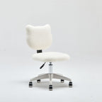 Modern Minimalist Square Lamb Fleece Solid Wood Plywood Iron Steel 360°Swivel Movable Height Adjustable Desk Chair Backrest Armless For Home Office DFM-F