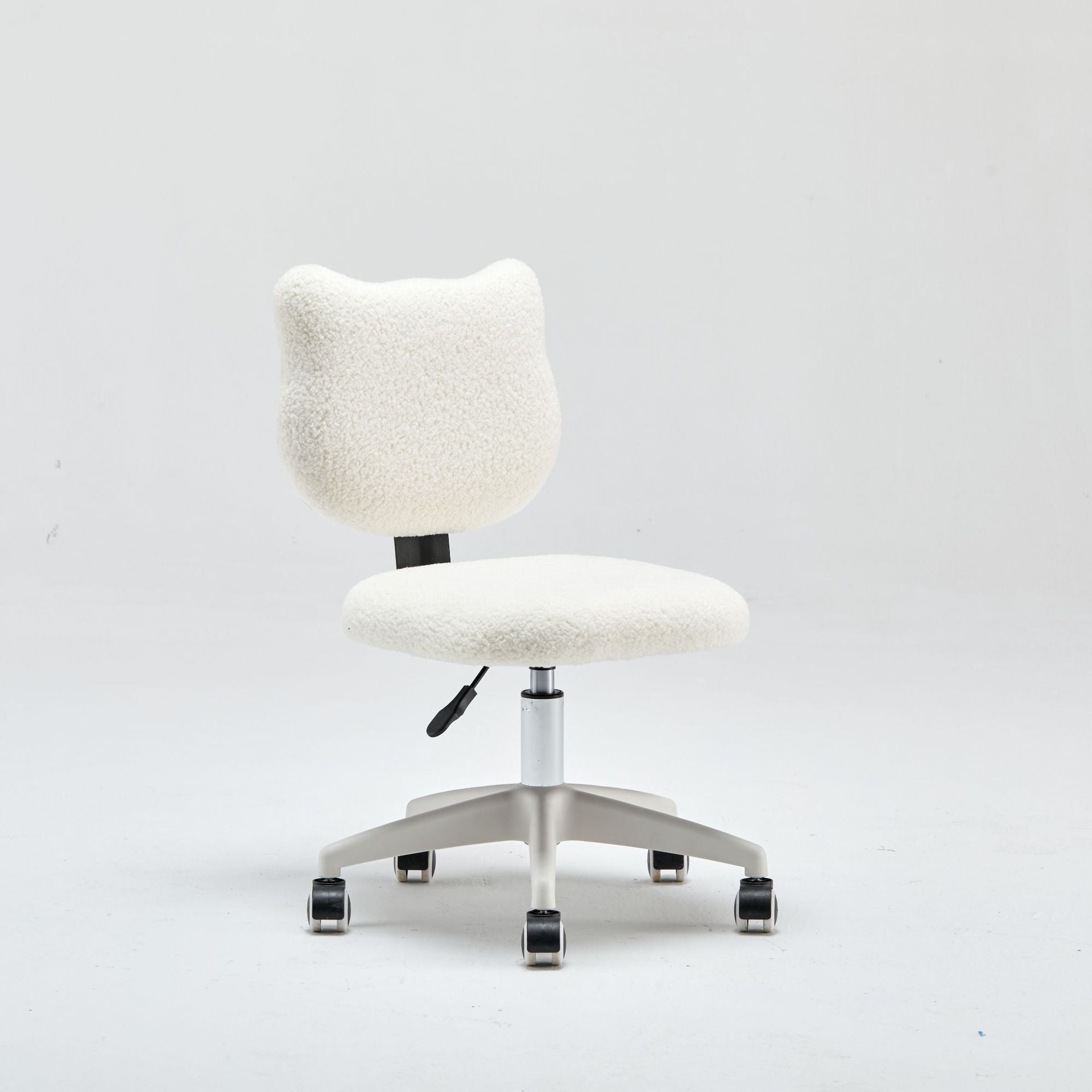 Modern Minimalist Square Lamb Fleece Solid Wood Plywood Iron Steel 360°Swivel Movable Height Adjustable Desk Chair Backrest Armless For Home Office DFM-F
