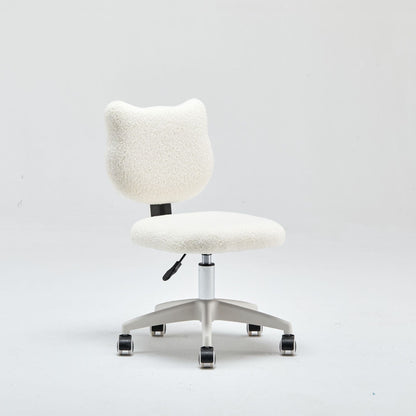 Modern Minimalist Square Lamb Fleece Solid Wood Plywood Iron Steel 360°Swivel Movable Height Adjustable Desk Chair Backrest Armless For Home Office