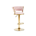 Contemporary Nordic Round Velvet Iron Swivel Height-adjustable Bar Stool Backrest Armless For Dining Room & Kitchen DFM-F