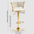 Contemporary Nordic Round Velvet Iron Swivel Height-adjustable Bar Stool Backrest Armless For Dining Room & Kitchen DFM-F