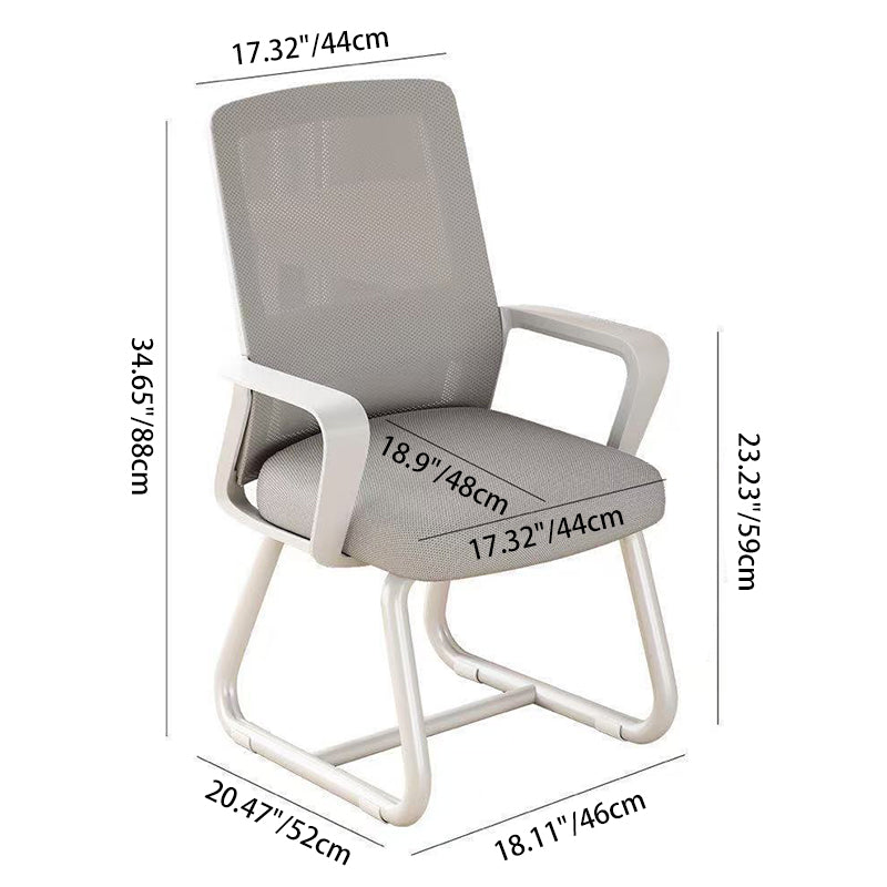 Modern Minimalist Square Rectangular Mesh Fabric Carbon Steel Desk Chair Backrest Armrest For Home Office DFM-F