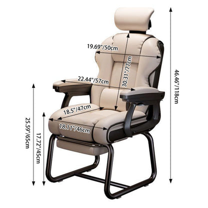 Modern Minimalist Square PU Leather Nylon MDF Iron Desk Chair Backrest Armrest For Home Office