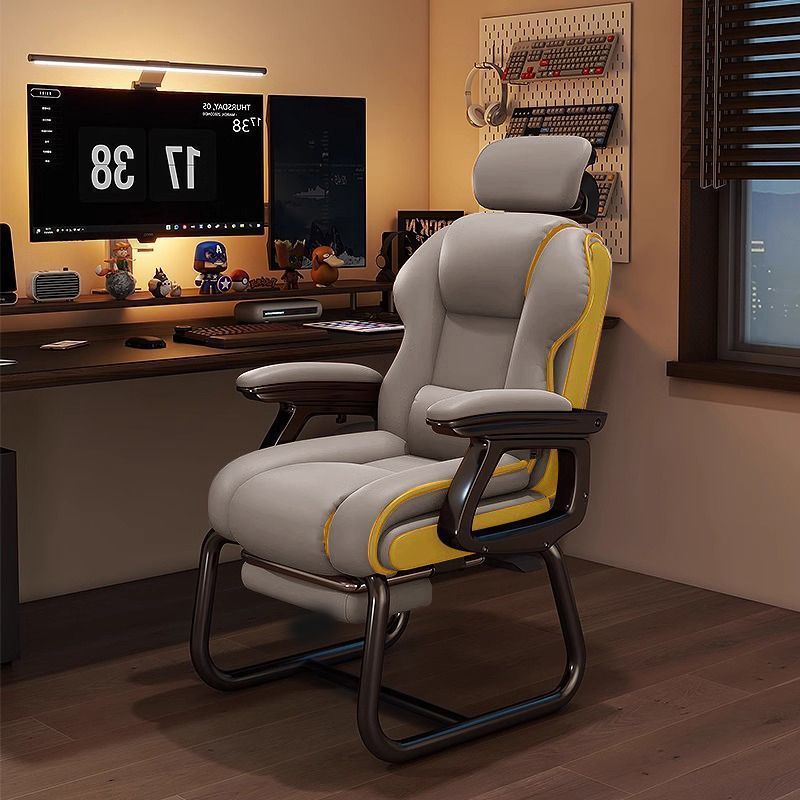 Modern Minimalist Square PU Leather Nylon MDF Iron Desk Chair Backrest Armrest For Home Office