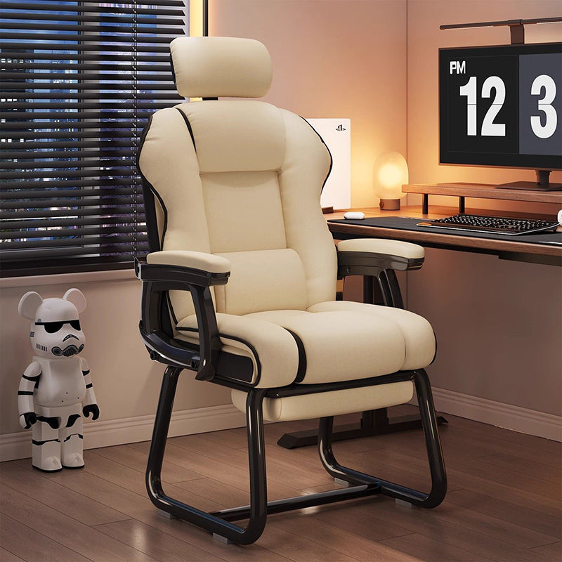 Modern Minimalist Square PU Leather Nylon MDF Iron Desk Chair Backrest Armrest For Home Office