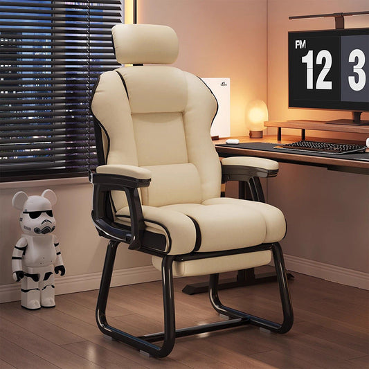 Modern Minimalist Square PU Leather Nylon MDF Iron Desk Chair Backrest Armrest For Home Office