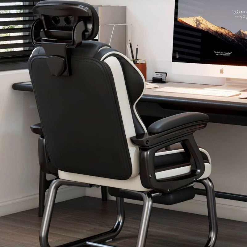 Modern Minimalist Square PU Leather Nylon MDF Iron Desk Chair Backrest Armrest For Home Office
