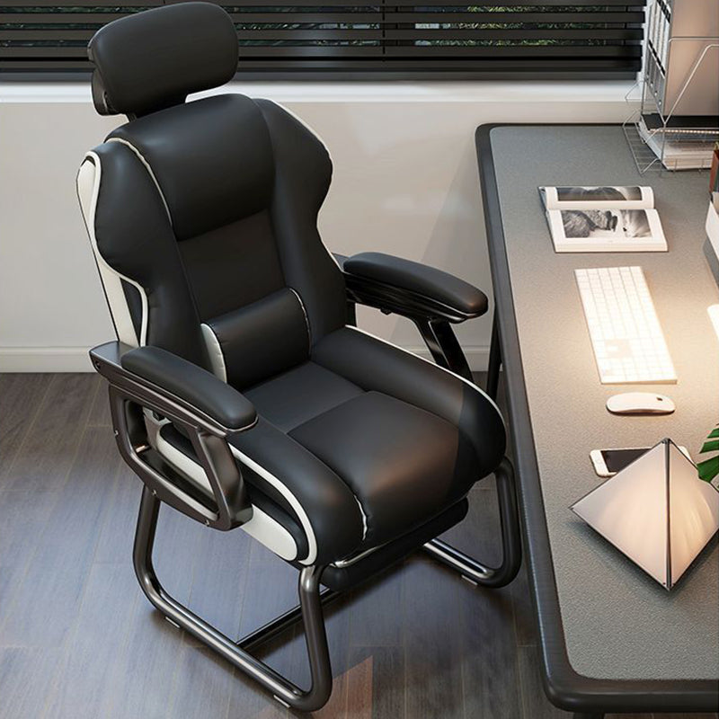 Modern Minimalist Square PU Leather Nylon MDF Iron Desk Chair Backrest Armrest For Home Office