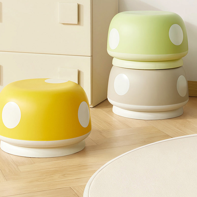 Lumendat Contemporary Creative Kids PP Plastic Mushroom Shape Round Low Stool Stackable For Entryways, Living Room, Bedroom Lumendat