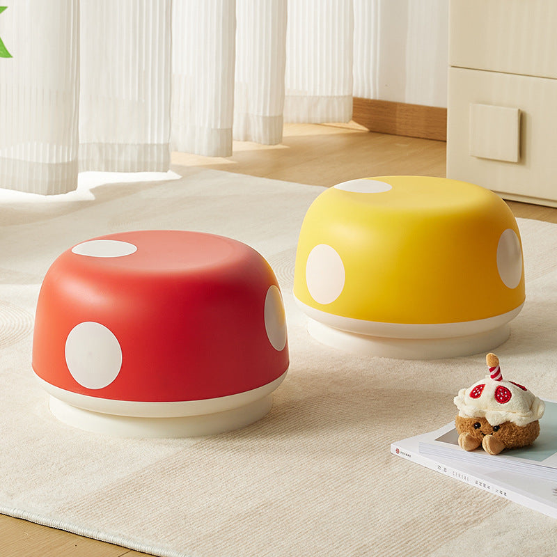 Lumendat Contemporary Creative Kids PP Plastic Mushroom Shape Round Low Stool Stackable For Entryways, Living Room, Bedroom Lumendat
