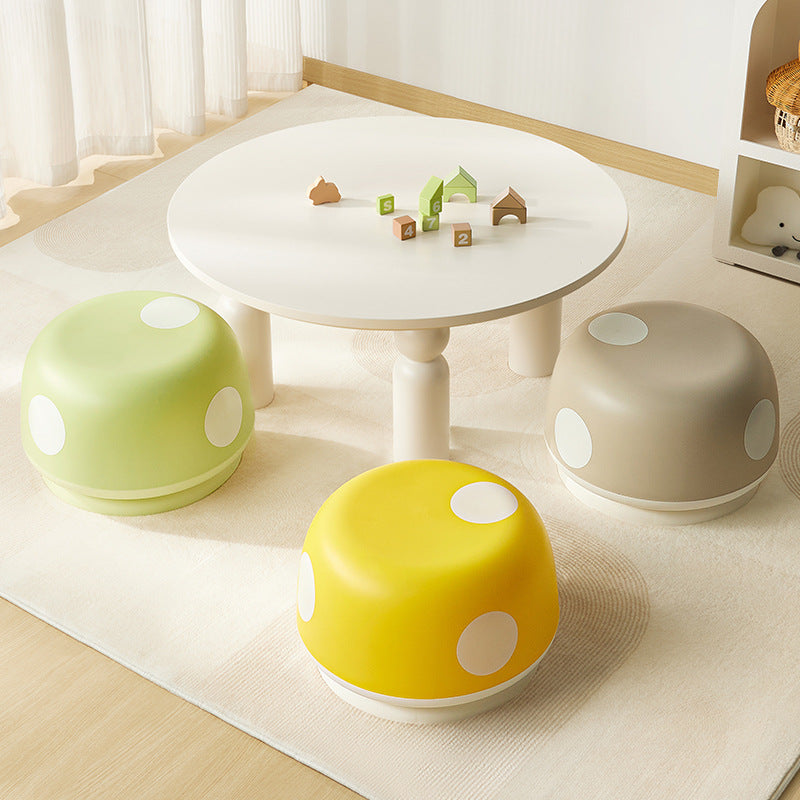Lumendat Contemporary Creative Kids PP Plastic Mushroom Shape Round Low Stool Stackable For Entryways, Living Room, Bedroom Lumendat