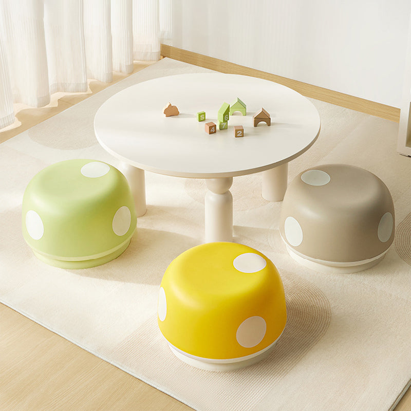 Lumendat Contemporary Creative Kids PP Plastic Mushroom Shape Round Low Stool Stackable For Entryways, Living Room, Bedroom Lumendat