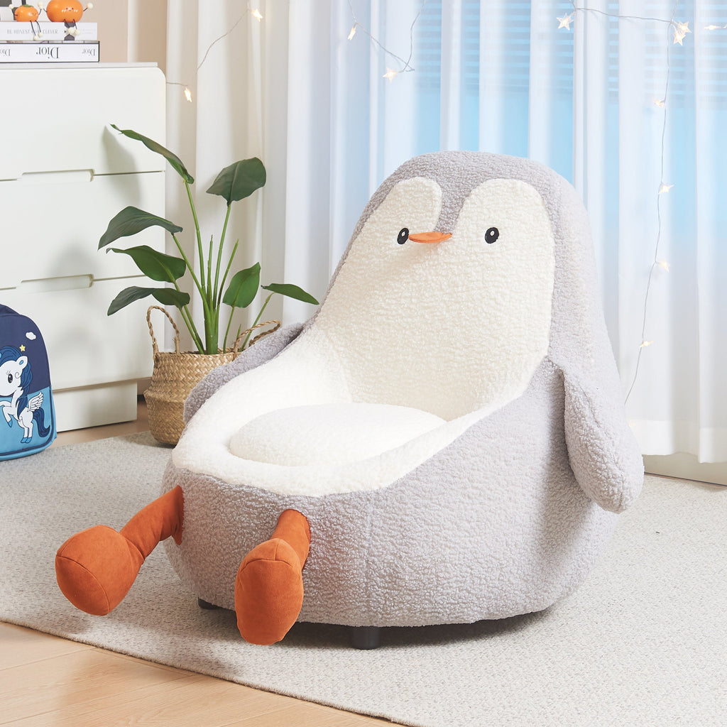Lumendat Contemporary Creative Kids Avocado-shaped Penguin-shaped Sponge Lambswool Accent Chair Backrest Armless For Living Room Lumendat