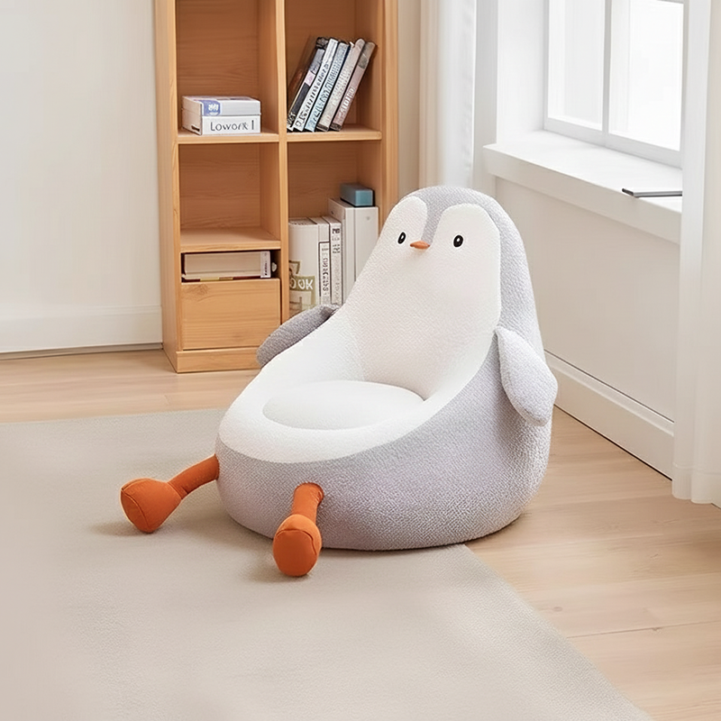 Lumendat Contemporary Creative Kids Avocado-shaped Penguin-shaped Sponge Lambswool Accent Chair Backrest Armless For Living Room Lumendat