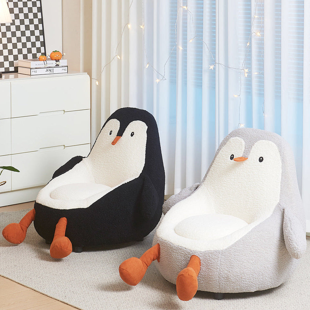 Lumendat Contemporary Creative Kids Avocado-shaped Penguin-shaped Sponge Lambswool Accent Chair Backrest Armless For Living Room Lumendat