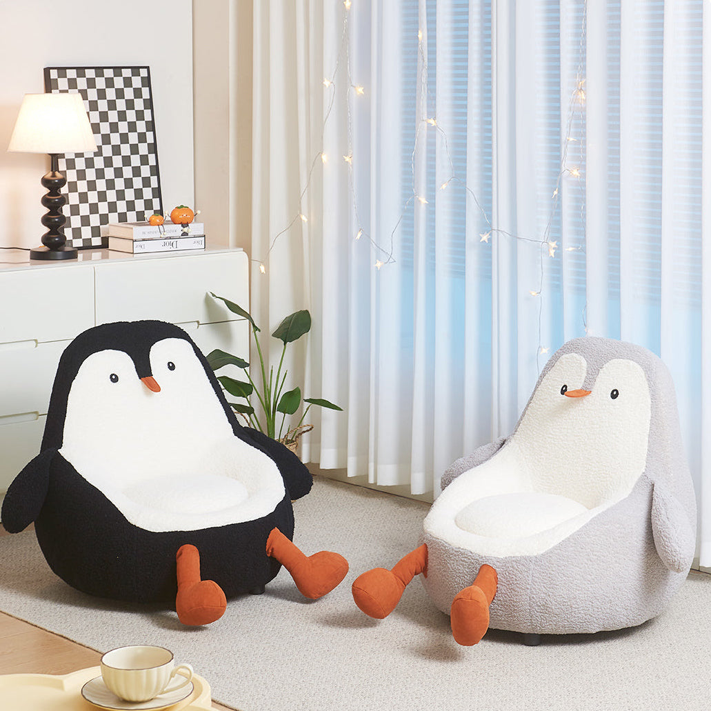 Lumendat Contemporary Creative Kids Avocado-shaped Penguin-shaped Sponge Lambswool Accent Chair Backrest Armless For Living Room Lumendat