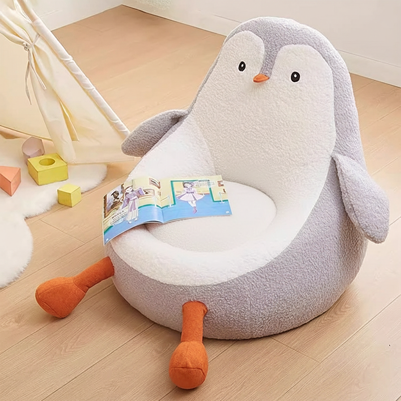 Lumendat Contemporary Creative Kids Avocado-shaped Penguin-shaped Sponge Lambswool Accent Chair Backrest Armless For Living Room Lumendat
