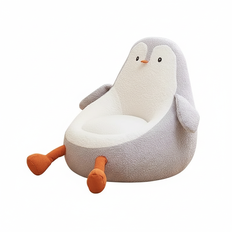Lumendat Contemporary Creative Kids Avocado-shaped Penguin-shaped Sponge Lambswool Accent Chair Backrest Armless For Living Room Lumendat