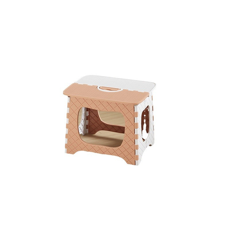 Lumendat Contemporary Nordic Kids Foldable Portable Polypropylene Rectangular Diamond Check Pattern Low Stool Backless For Living Room Lumendat