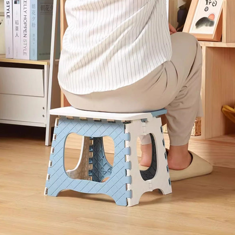 Lumendat Contemporary Nordic Kids Foldable Portable Polypropylene Rectangular Diamond Check Pattern Low Stool Backless For Living Room Lumendat