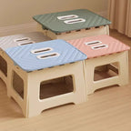 Lumendat Contemporary Nordic Kids Foldable Portable Polypropylene Rectangular Diamond Check Pattern Low Stool Backless For Living Room Lumendat
