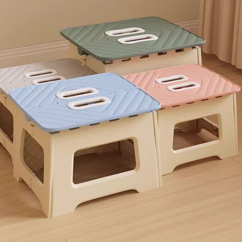 Lumendat Contemporary Nordic Kids Foldable Portable Polypropylene Rectangular Diamond Check Pattern Low Stool Backless For Living Room Lumendat