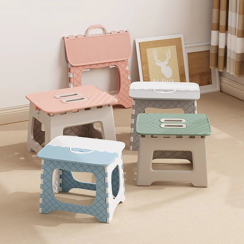 Lumendat Contemporary Nordic Kids Foldable Portable Polypropylene Rectangular Diamond Check Pattern Low Stool Backless For Living Room Lumendat