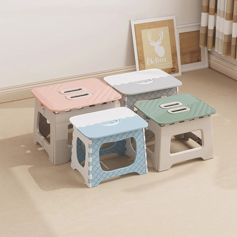 Lumendat Contemporary Nordic Kids Foldable Portable Polypropylene Rectangular Diamond Check Pattern Low Stool Backless For Living Room Lumendat