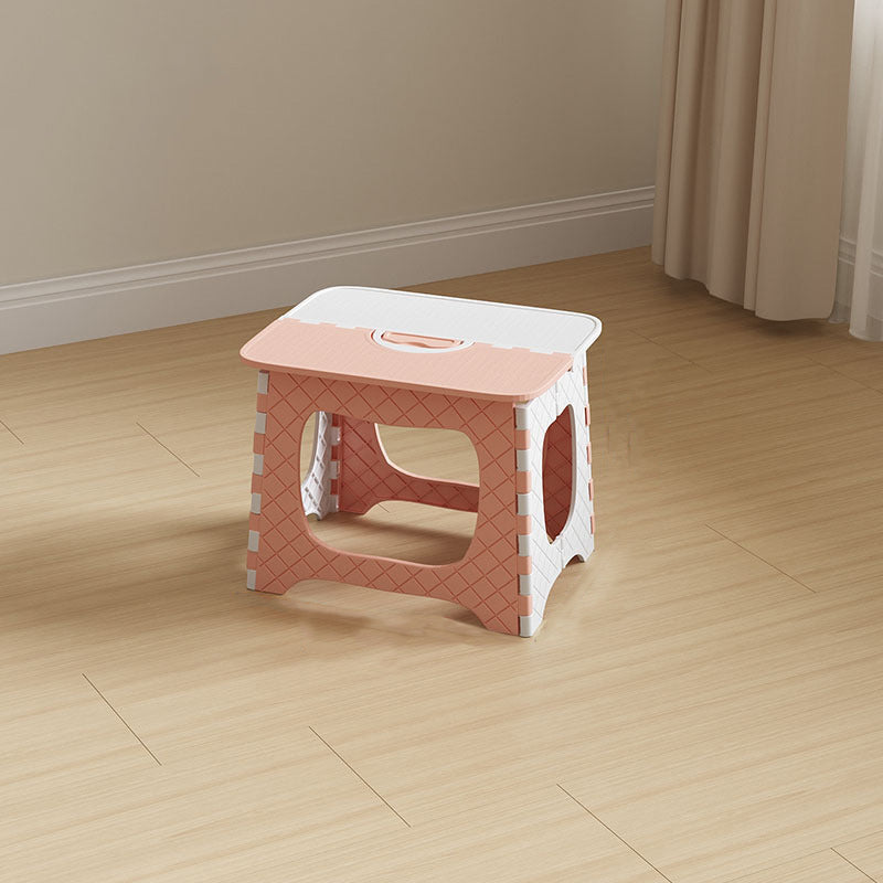 Lumendat Contemporary Nordic Kids Foldable Portable Polypropylene Rectangular Diamond Check Pattern Low Stool Backless For Living Room Lumendat