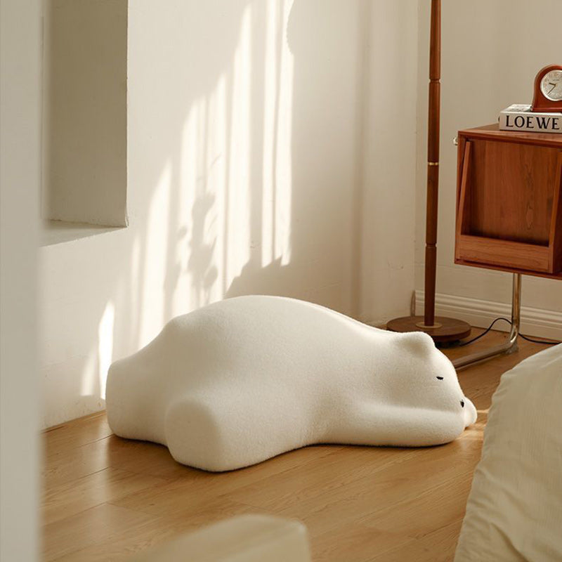 Lumendat Contemporary Creative Kids Lying Polar Bear Velvet Wood Cotton Lazy Sofa Backrest For Bedroom Lumendat