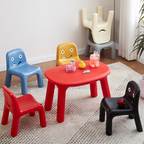 Lumendat Contemporary Scandinavian Kids Smile Square PE Low Chair Backrest Armless For Living Room Lumendat