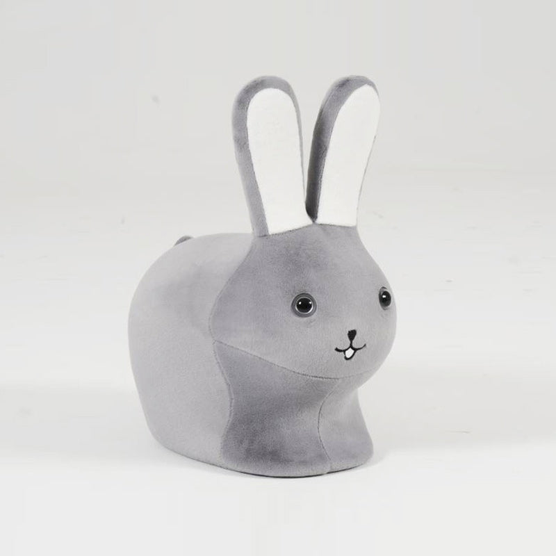 Lumendat Contemporary Creative Kids Wood Velvet Cotton Rabbit Low Stool Backless For Entryway Lumendat
