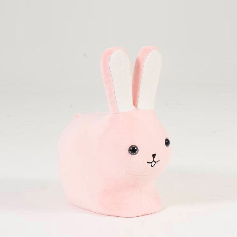 Lumendat Contemporary Creative Kids Wood Velvet Cotton Rabbit Low Stool Backless For Entryway Lumendat