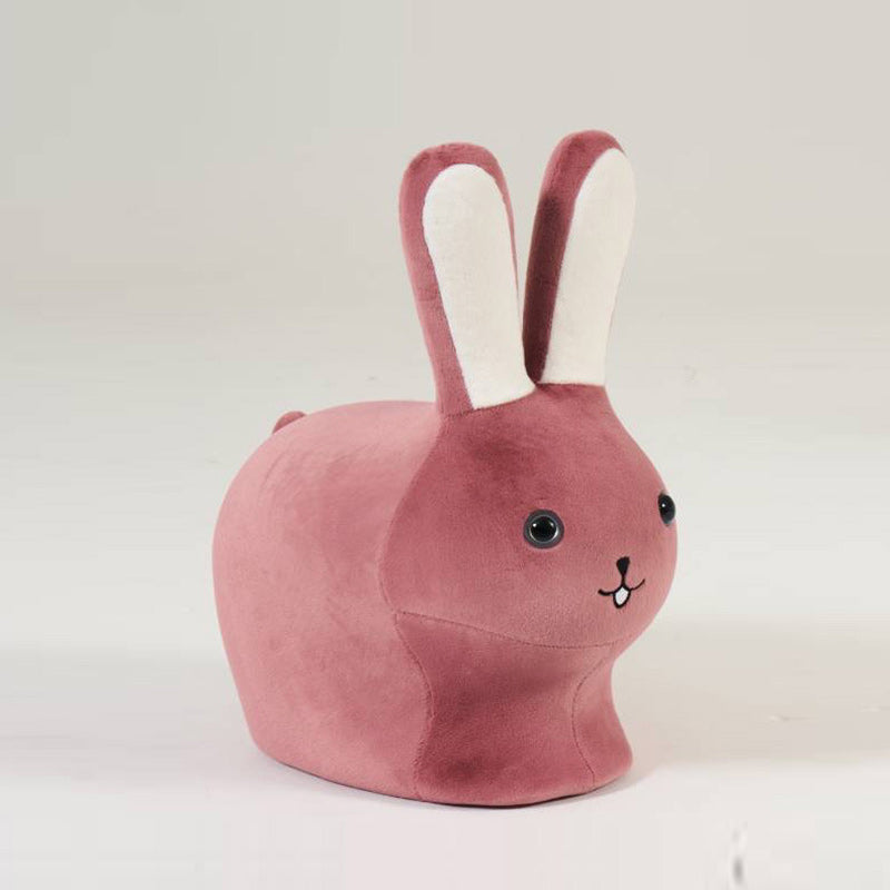 Lumendat Contemporary Creative Kids Wood Velvet Cotton Rabbit Low Stool Backless For Entryway Lumendat