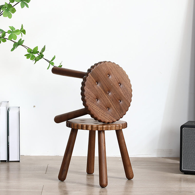 Lumendat Contemporary Creative Kids Walnut Round Cookie Low Stool Backless For Entryway Lumendat