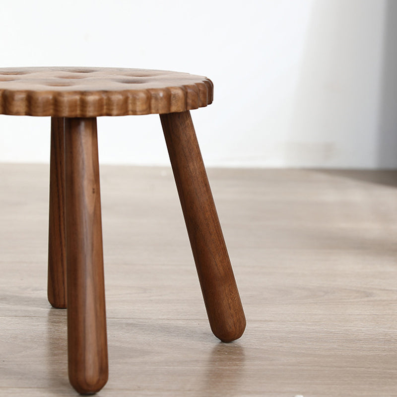 Lumendat Contemporary Creative Kids Walnut Round Cookie Low Stool Backless For Entryway Lumendat