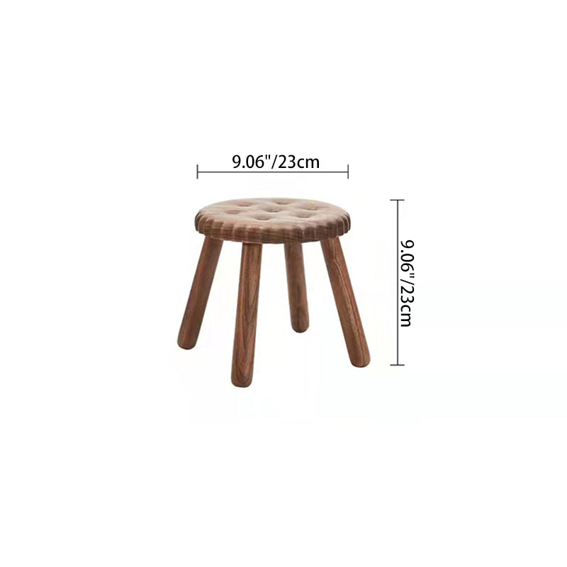 Lumendat Contemporary Creative Kids Walnut Round Cookie Low Stool Backless For Entryway Lumendat