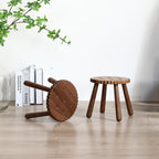 Lumendat Contemporary Creative Kids Walnut Round Cookie Low Stool Backless For Entryway Lumendat