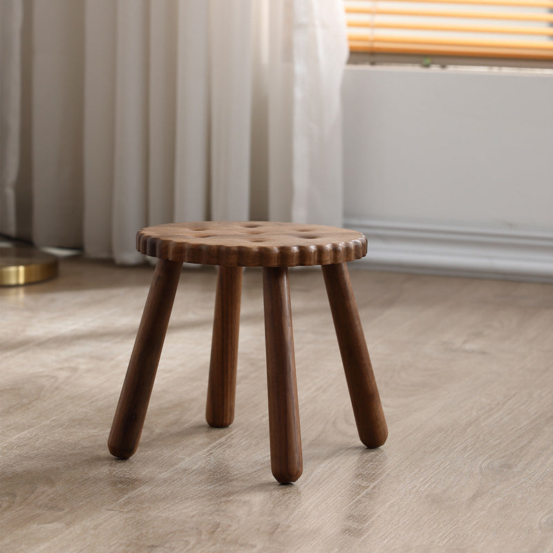 Lumendat Contemporary Creative Kids Walnut Round Cookie Low Stool Backless For Entryway Lumendat