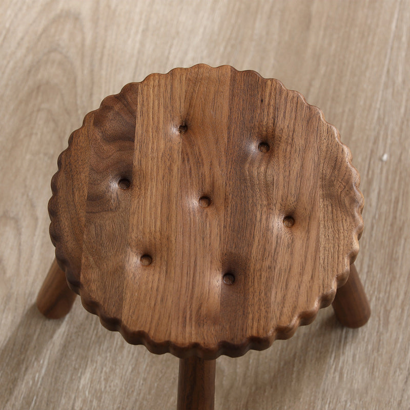 Lumendat Contemporary Creative Kids Walnut Round Cookie Low Stool Backless For Entryway Lumendat