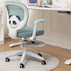 Lumendat Contemporary Creative Kids Panda Square Mesh PP Nylon Hardware Latex Liftable Swivel Desk Chair Backrest Armrest Footrest For Study Lumendat