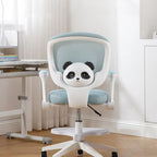 Lumendat Contemporary Creative Kids Panda Square Mesh PP Nylon Hardware Latex Liftable Swivel Desk Chair Backrest Armrest Footrest For Study Lumendat