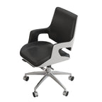 Contemporary Nordic Leather Steel Aluminum Alloy Square Desk Chair Adjustable Height Rotating With Backrest And Armrests For Home Office And Study DFM-F