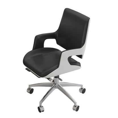 Contemporary Nordic Leather Steel Aluminum Alloy Square Desk Chair Adjustable Height Rotating With Backrest And Armrests For Home Office And Study